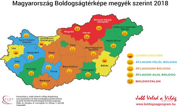 Újra elkészült íme, Magyarország 2018-as boldogságtérképe 1