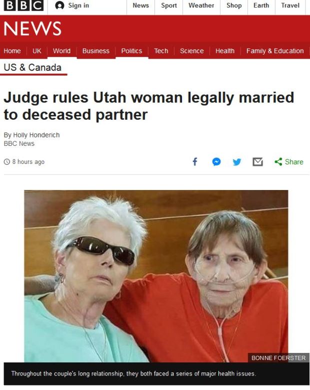 Megdöbbentő: halott párjához ment feleségül egy 74 éves leszbikus nő!