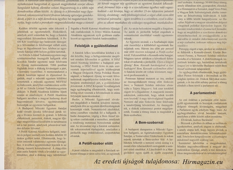 A magyar nemzet 1956-ban világtörténelmet írt. Íme, az 1956. október 24-i események, az eredeti sajtók hasábjain! Kép: Hirmagazin.eu